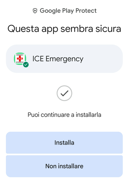Schermata di verifica Google Play Protect